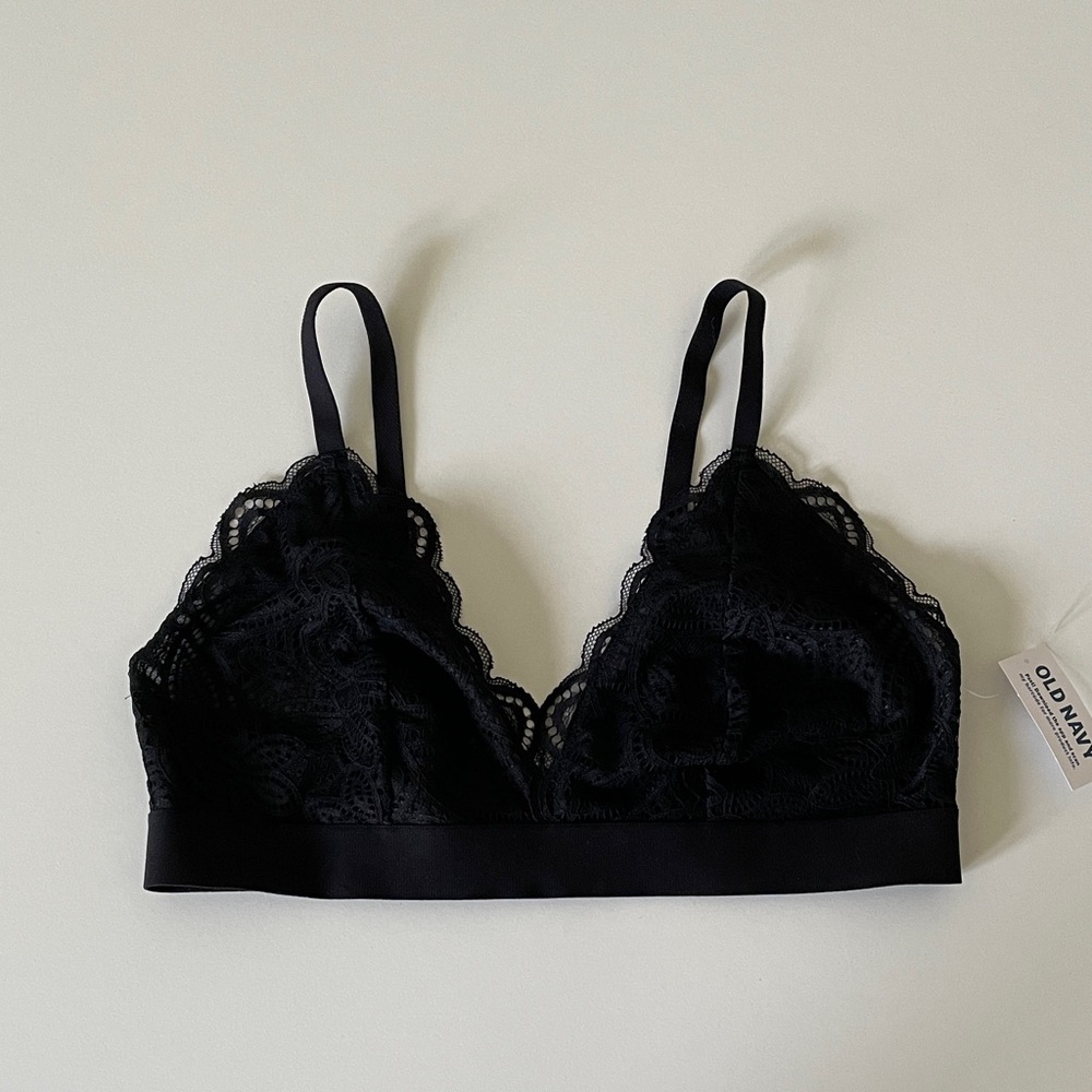 Old Navy Lace Bralette Wireless Black Vneck